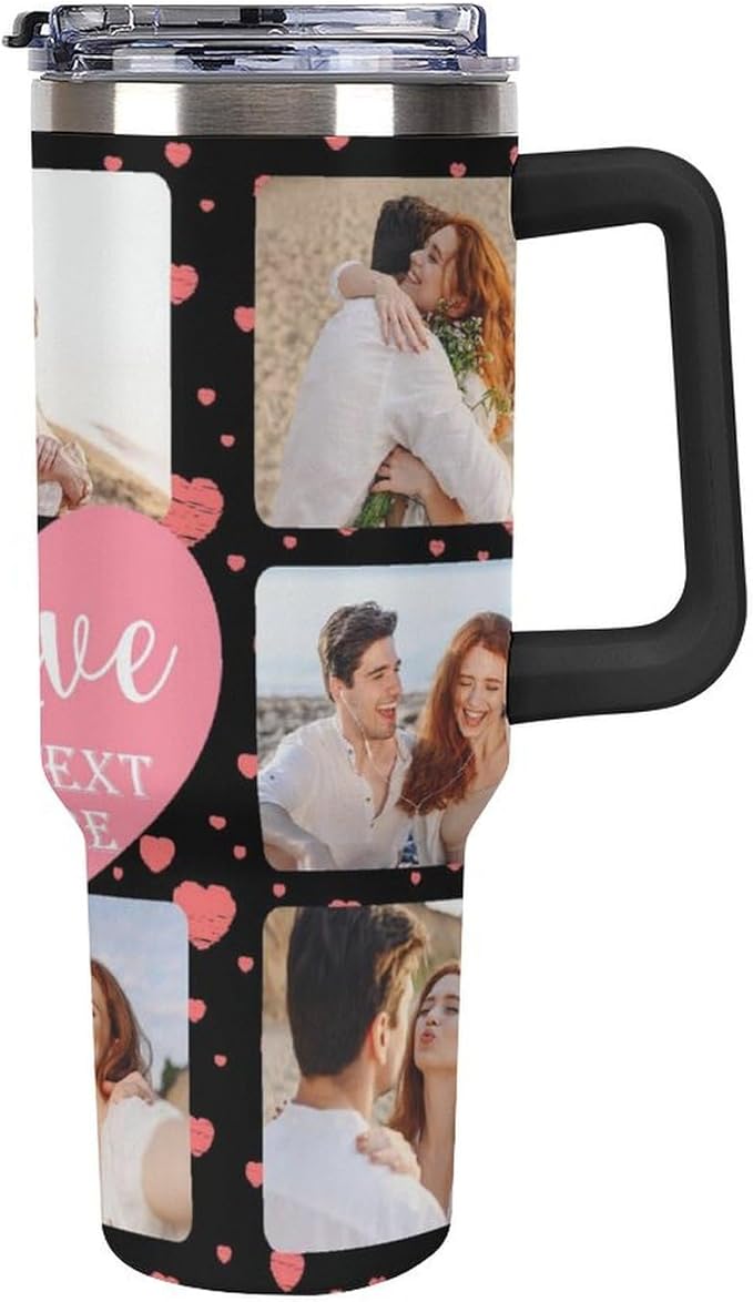 Personalized Tumbler Custom Insulated Travel Mug Custom Drinking Coffee Cup with Photos and Text 40oz Christmas Birthday Gift