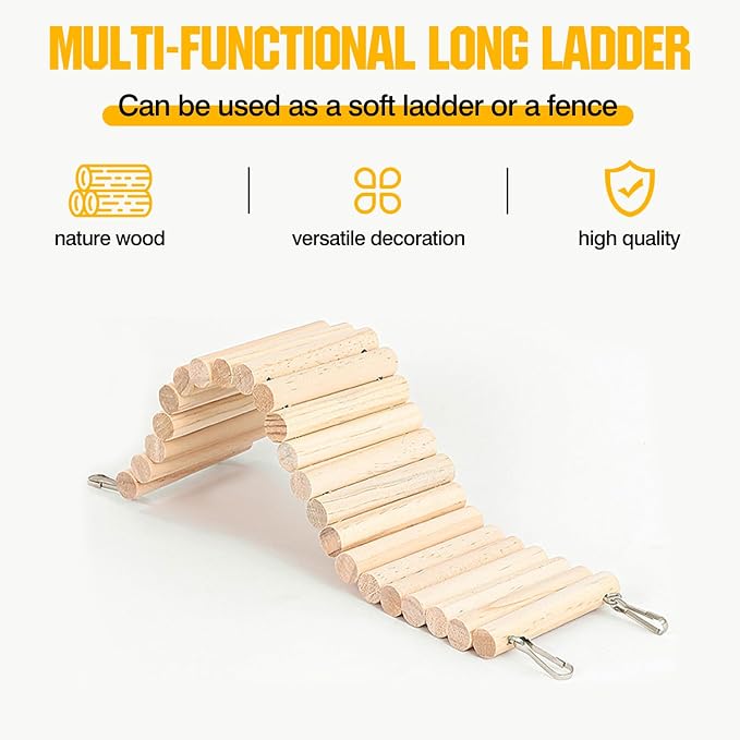 Hamster Suspension Bridge Toy，Small Animal Climbing Toys,Chinchilla Cage Natural Wood Flexible Platform Toy,Suitable for Hamsters, Chinchillas, Guinea Pigs, Birds, Small Animals