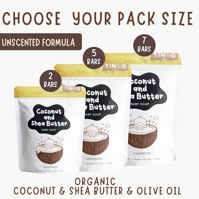 Unscented Baby Soap Bar for Sensitive Skin | Only 7 Ingredients | Gentle Face & Body Wash for Babies, Toddlers, Kids & Adults | Organic and Natural | 7 Bars - Big Value Bundle