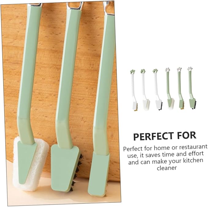 ABOOFAN 6pcs Kitchen Cleaning Brush Set Multi-Functional Stove and Sink Scrubber Ergonomic Design for Heavy Duty Cleaning for Kitchen Countertops and Pots