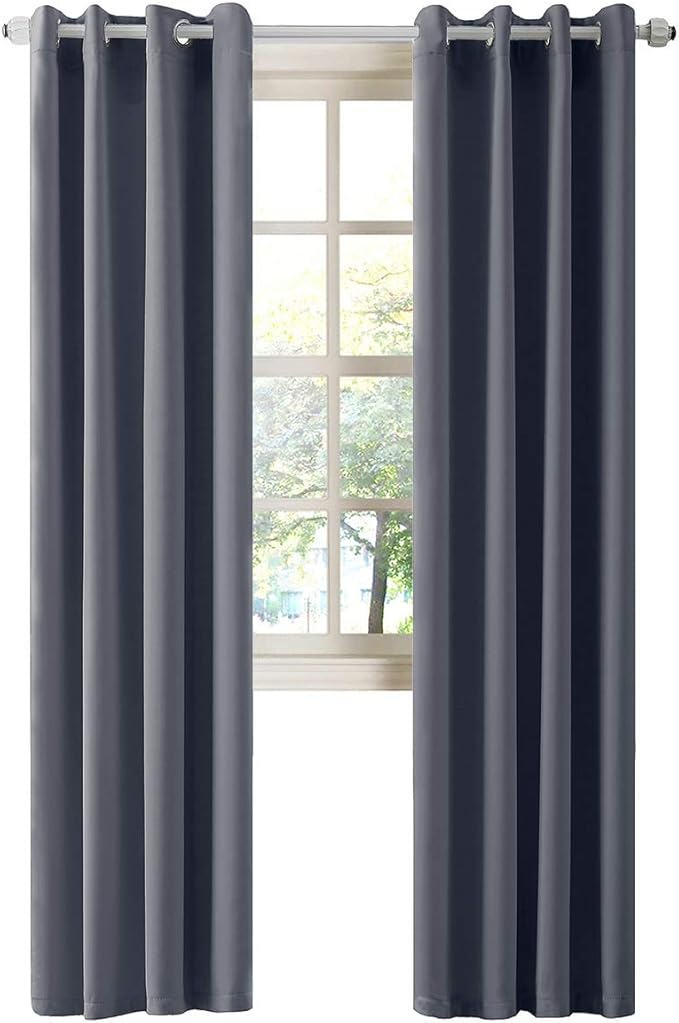 LA PALMA Thermal Insulated Blackout Darkening Grommet Living Room Curtains Window Drapes for Bedroom Pack of 2 Panels