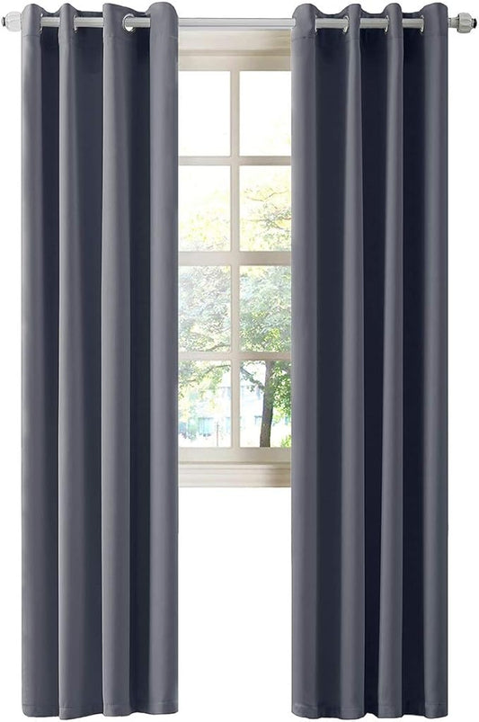 LA PALMA Thermal Insulated Blackout Darkening Grommet Living Room Curtains Window Drapes for Bedroom Pack of 2 Panels