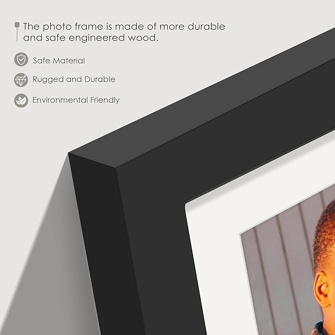 5x7 Picture Frame Collage Holds 5 Photos Made of High Definition Glass, Mat for Display 4x6 Picture Frame Collage Photo for Wall Decor Black