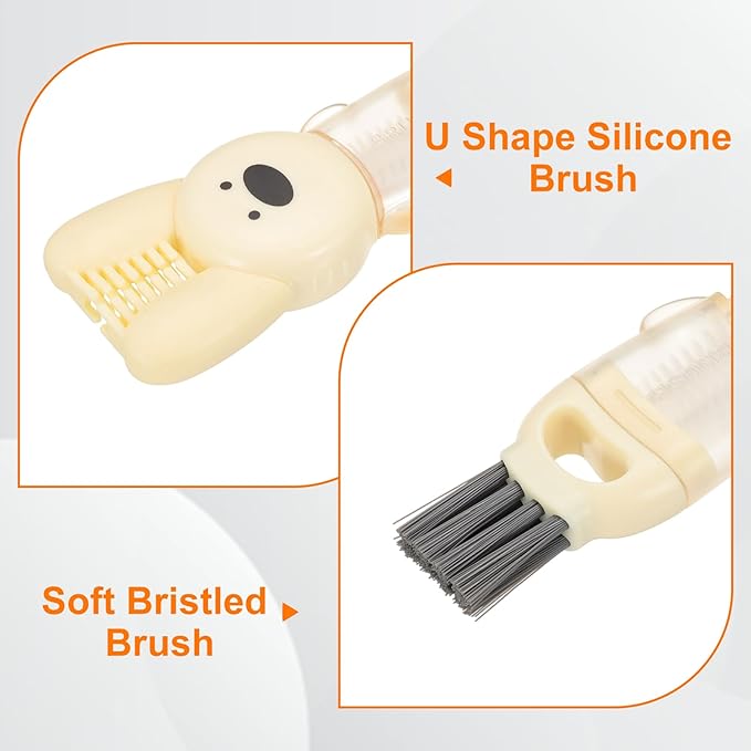 uxcell 3pcs Cup Lid Cleaning Brush, Water Bottle Cleaner Brush with Rabbit Pattern, for Tight Spaces, Bottle Gap Beige