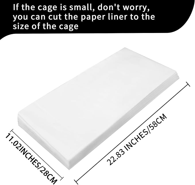 Buryeah 200 Pcs Bird Cage Papers Liner Disposable Non Woven Parrot Bird Pad, Precut Absorbent Bird Paper, Pet Cages Cushion Accessories for Parrot Canary Finch Macaw Parakeet, 22.8 x 11.1''
