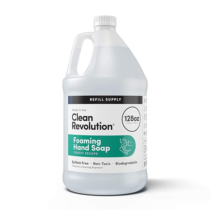 Clean Revolution Foaming Hand Soap Refill Supply Container, Ready to Use Formula, Forest Escape Fragrance, Gluten Free, 128 Fl. Oz