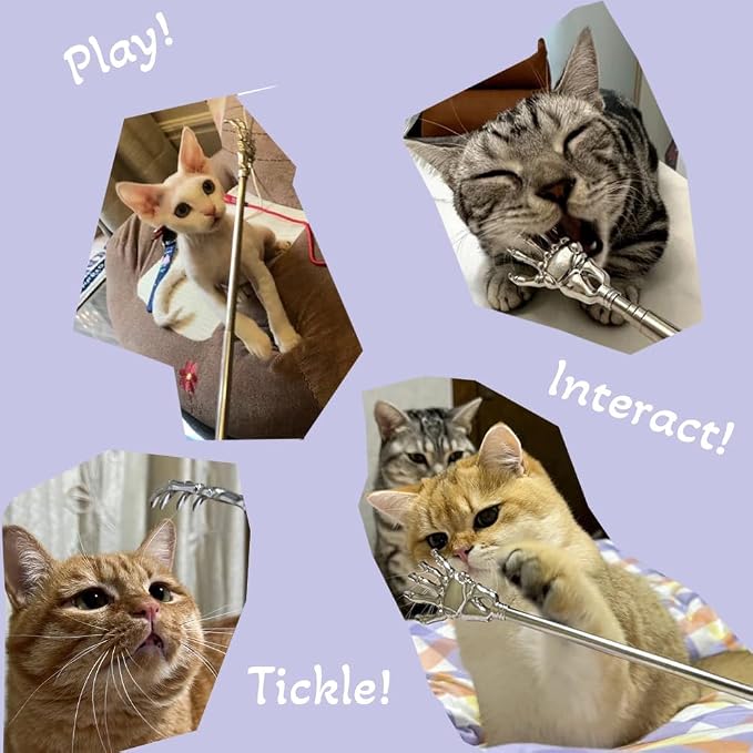 2PC Cat Comb Telescopic Teaser Wand Retractable Scratch Comb Tickle Handy Interactive Play Toy for Small Animal Rabbit Ferret Guinea Pig Dog (Mixed)