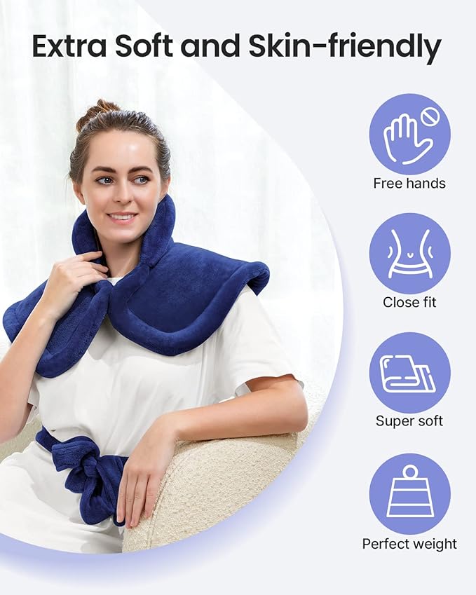 RENPHO Electric Heating Pad for Back, Mothers Day Gifts & Birthday Gifts for Mom Dad Women Men, FSA Eligible & HSA Store, Neck and Shoulder Heat Pad, Fast Heating, 24"x33", ETL Certified, Dark Blue