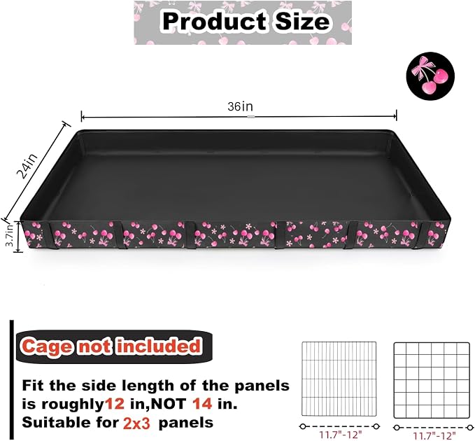 DZWLKJ Waterproof Guinea Pig Cage Liner,Washable Tarp Bottom Base,Cherry Graphic,24"x36", Reusable for Rabbit, Chinchilla, Hedgehog, Ferret & Other Small Animals.