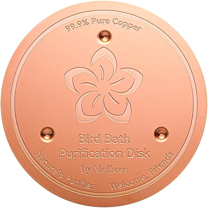Mellbree Bird Bath Copper Disc, 0.6mm 99.99% Pure Copper for Natural All-Weather Water Care, Compatible with Most Outdoor Birdbaths, Bowls, Heaters & Solar Units (Flower)