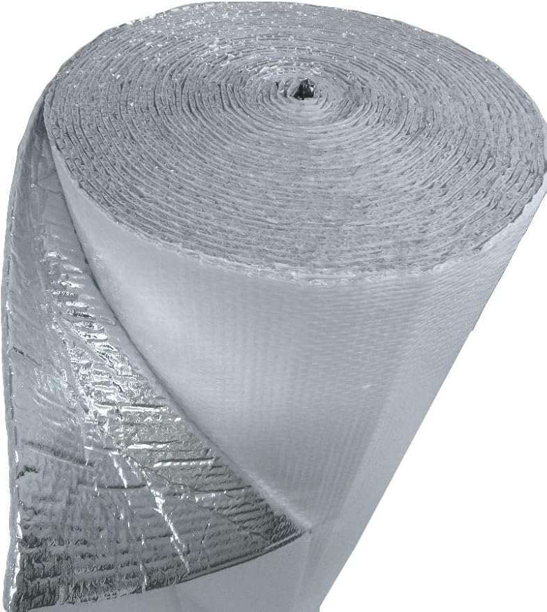 US Energy Products 48" x 25' (100sqft) White Double Bubble Reflective Foil Insulation Thermal Barrier R8 Solid Vapor Barrier Commercial Residential