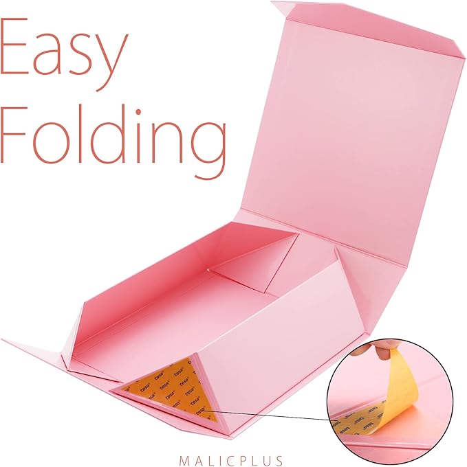 6 Gift Boxes with Lids 9x9x3.4 Inches, Pink Bridesmaid Proposal Boxes with Magnetic Closure for All Occasion (Glossy Pink)