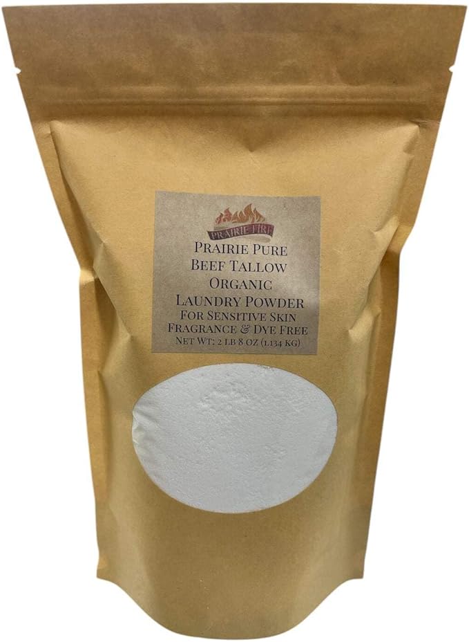 Beef Tallow Organic Laundry Detergent Soap Powder - Fragrance and Dye Free for Sensitive Skin Fragrance Free 2lb 8 oz