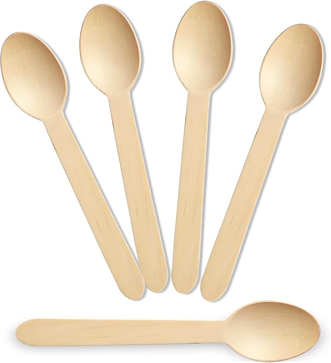 Custom Disposable Wooden Spoons 6.25" – Personalized Biodegradable Spoon for Events, Parties & Catering | Eco-Friendly Custom Name Spoons | Customizable Wooden Cutlery for Weddings & Special Occasions