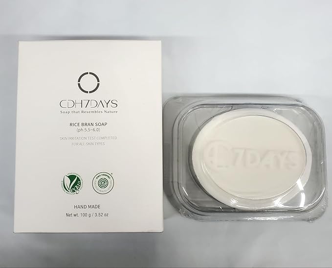 CDH7DAYS EWG VERIFIED VEGAN BAR SOAP/HANDMADE (MADE IN KOREA) Natural Body Soap Bar, Plant-Based, Handmade RICE BRANSOAP (Recommendation for TEENAGER) K-beauty