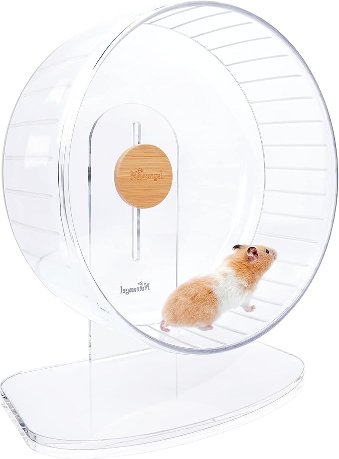 Niteangel Super-Silent Hamster Exercise Wheel: Quiet 12.8" Running Wheel | Can 13.2-17.3" Adjustable Height - No Bend Back Spinner Running for Dwarf Syrian Hamster Gerbils Mice Or Other Small Animal