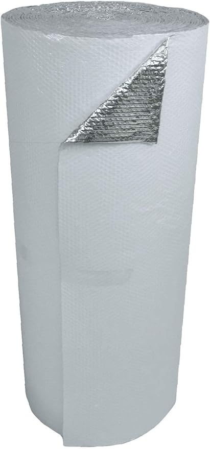 US Energy Products 48" x 25' (100sqft) White Double Bubble Reflective Foil Insulation Thermal Barrier R8 Solid Vapor Barrier Commercial Residential