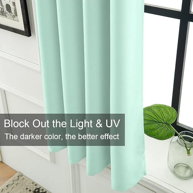 LA PALMA Thermal Insulated Blackout Darkening Grommet Living Room Curtains Window Drapes for Bedroom Pack of 2 Panels