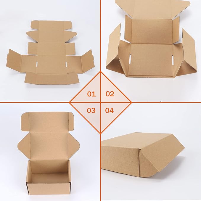 PHAREGE 6x4x3 inch Shipping Boxes Bulk 50 Pack Brown, Tab Lock Tuck Top Mailer Boxes for Packaging Small Business, Small Cardboard Gift Boxes for Wrapping Mailing Present