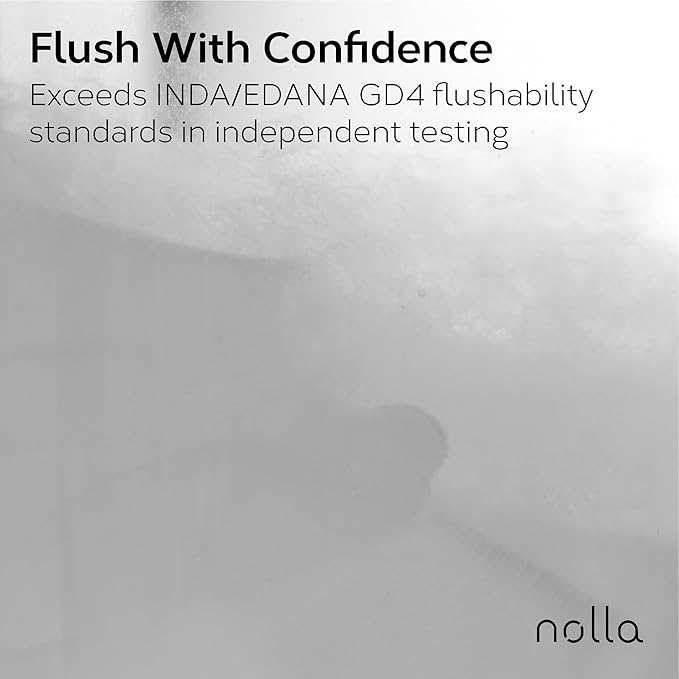 Nolla Flushable Wipes - 100% Plant-Based and Biodegradable - Soft, Unscented + Soothing Aloe and Vitamin E - For Adults and Kids 180 Count (3 Packs of 60)