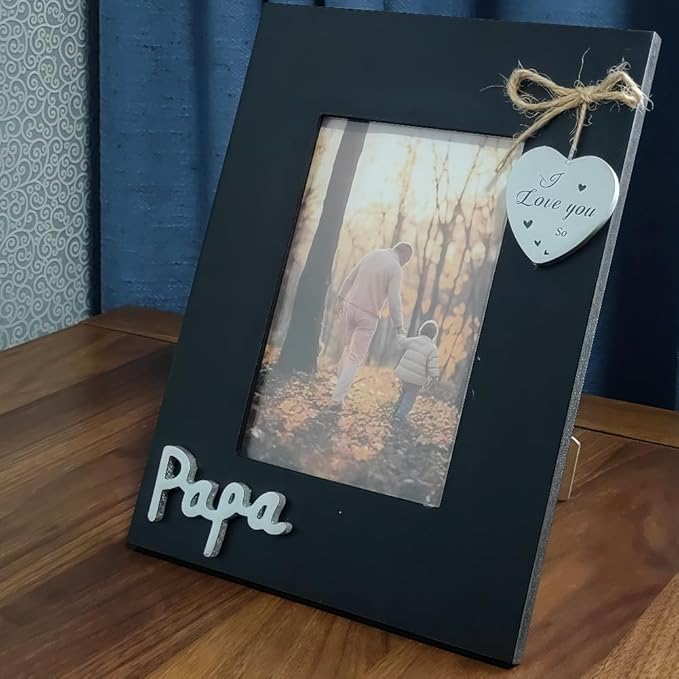 Grandpa Picture Frame,I Love You Papa Photo Frame with Heart,Father Day Gift,Gift for Dad or Grandpa from Grandchildren, Grand Father Frame 4x6 Vertical (Papa)