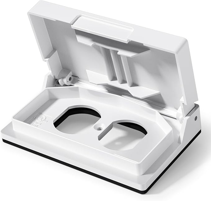 ELEGRP Horizontal Outdoor Cover for Duplex Receptacles, Weatherproof Wall Plate, Outdoor Electrical Outlet Cover, Standard Size 1-Gang 4.77” x 2.97”, Thermoplastic, 1 Pack, White