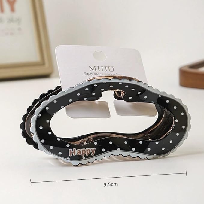 1pc Large Cloud Hair Claw Clips for Women, Summer Hair Clips Black Cute Polka Dots Hair Jaw Clamps Strong Hold Hair Catch Barrette Fashion Styling Non-Slip Claw Clips for Women Kawaii Hair Accessories