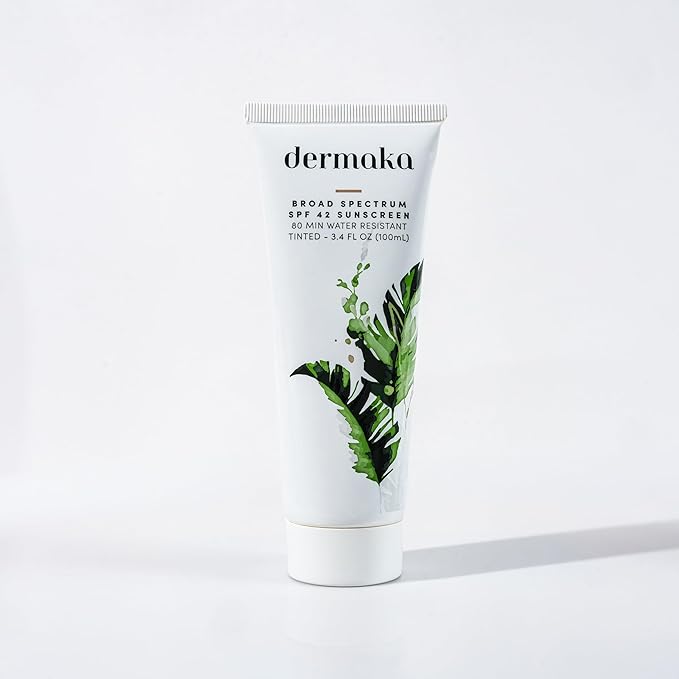 Dermaka Sunscreen SPF 42 for Face & Body – 2-in-1 Lightly Tinted Mineral Sunscreen with Zinc Oxide & Titanium Dioxide – Skin Soothing, Water-Resistant 80 Min, 3.4 oz