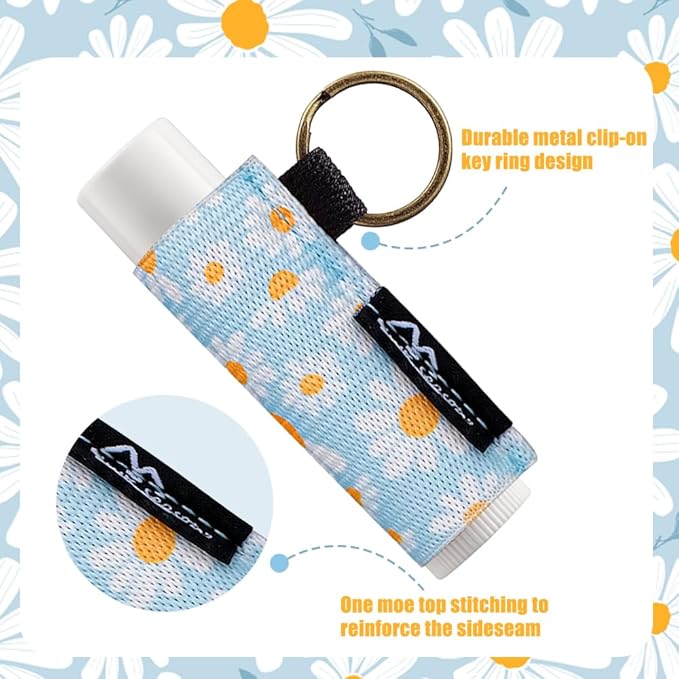 WK IEASON - Lip Balm Holder Keychain Clip On Lipstick Sleeve Lip Gloss Sleeve Holder Keychain (Leox3)