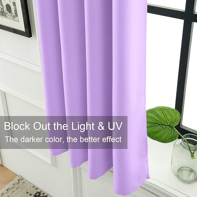 LA PALMA Thermal Insulated Blackout Darkening Grommet Living Room Curtains Window Drapes for Bedroom Pack of 2 Panels