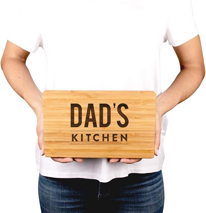 Andaz Press Laser Engraved Small Bamboo Wood Cutting Board, 9.5 x 6-inch, Dad's Kitchen, 1-Pack, Father's Day Grandpa Uncle Christmas Gift Ideas