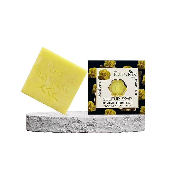 Sulfur Organic Bar Soap Moisturizing Soap Made from Natural Oil | Hair Hand Face Body Bath Wash | Skin Care Cleanser Shampoo