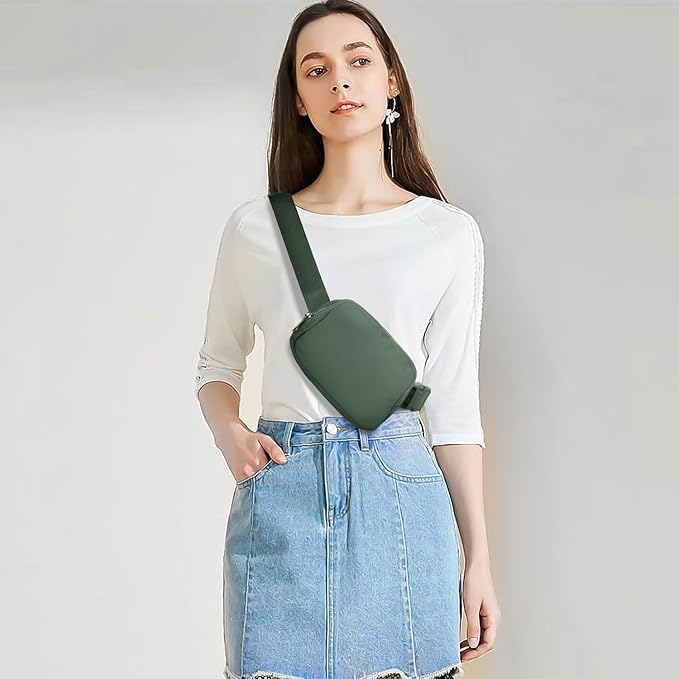 Belt Bag for Women Fanny Pack Crossbody Bags for Women Fashion Waist Packs with Adjustable Strap Gifts for Teenage Girls Women Men (Green)