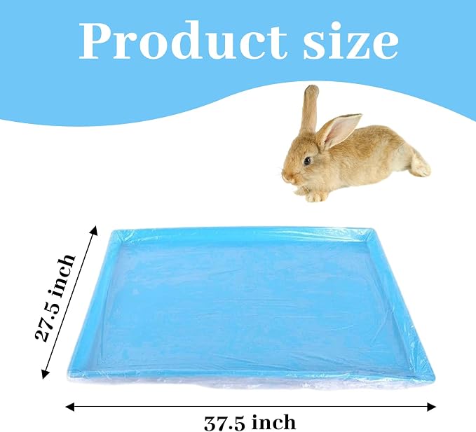 kathson 100 pcs Rabbit Cage Liners Disposable Large Plastic Mat Films for Bunny Guinea Pigs Chinchillas Rats Hamsters Hedgehogs and Other Small Animals 37"×27"