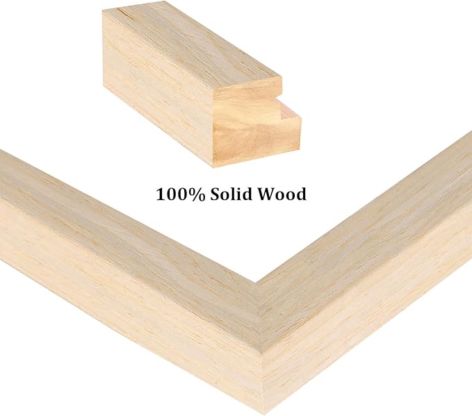 Egofine 8x12 Picture Frames Set of 4, Made of Solid Wood Covered by Plexiglass 5x7 and 6x8 with Mat or 8x12 without Mat, for Table Top Display and Wall Mounting Photo Frame Oak Wood