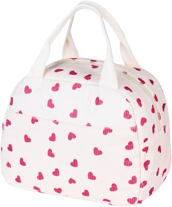 Lunch Bag for Women Men Girl,Large Cute Corduroy Lunch Tote Bags - Reusable Insulated Lunch Box for women with Handle, Leakproof WaterProof Design for Office, School, Work,Picnic.