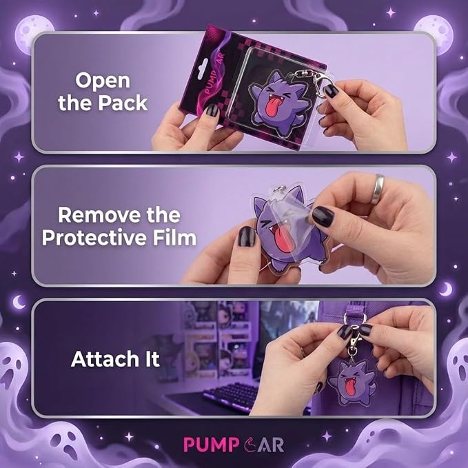 PumpCar Acrylic Keychain Double-Sided Charm Key Ring with Metal Clip Backpack Charm Bag and Car Key Accessory Collectible