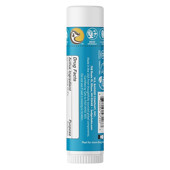 Badger Mineral Sunscreen Face Stick SPF 35, 97% Organic Unscented Zinc Oxide Travel Sunscreen, Coral Reef Safe Travel Size Stick, .65 oz
