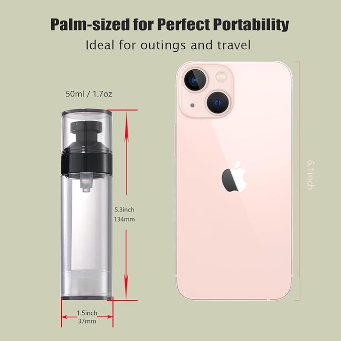 Wide Caliber airless Vacuum Pump Bottle, Reusable Cosmetics Pump Dispenser, DIY Easy Canned, Translucent Black Travel Size can be Packaged Separately Shampoo Light Lotion, etc. (1.7/oz, 4 Packs)