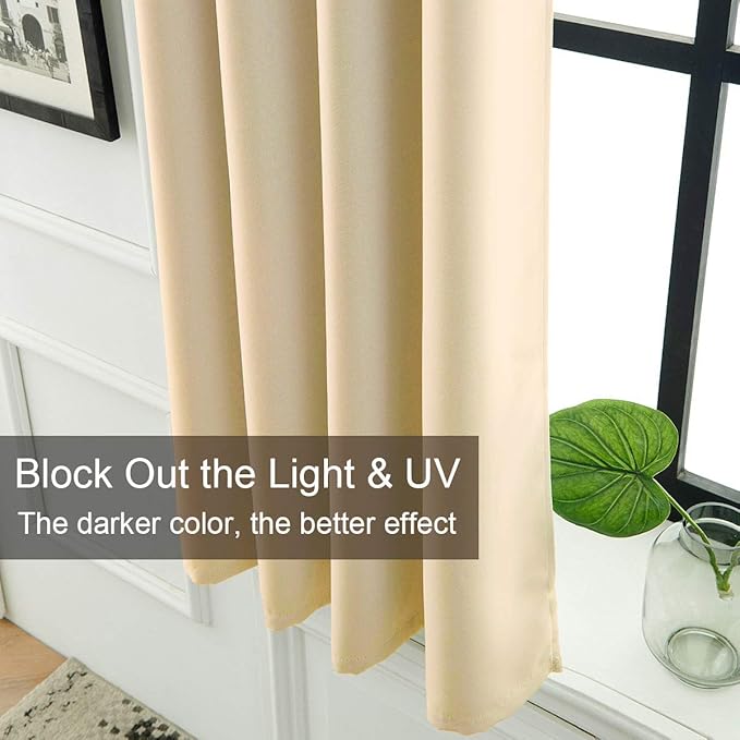LA PALMA Thermal Insulated Blackout Darkening Grommet Living Room Curtains Window Drapes for Bedroom Pack of 2 Panels