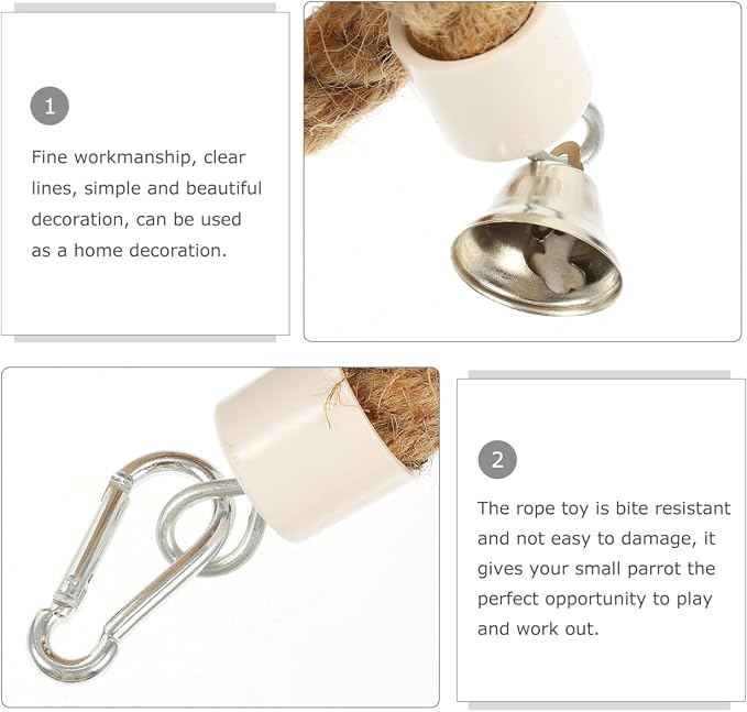 LIOOBO 2M Bird Parrot Climbing Rope Perch Bungee Toy Flexible Cotton Rope Swing for Parakeet Cockatiel Conure African Grey Macaw Cage Accessories Spiral Hanging Stand
