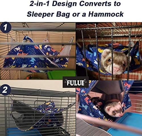 Ferret Rat Hammock Bed Nation Cage Accessories Kit Set Staff House and Hideouts Cave for Guinea Pig Ferret 13.8inch