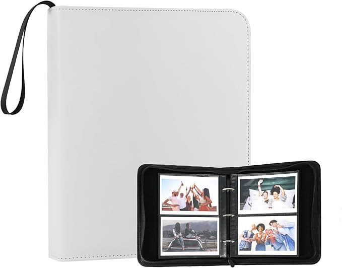 Photo Album 4x6 Pictures,120 Pockets Binder Premium Vegan Leather Cover for Family Wedding Anniversary Baby Kids Vacation. (White)