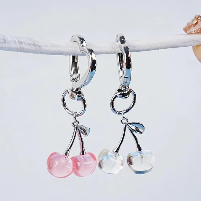 Agromusk Cute Cherry Keychain,Kawaii Cherry Bag Purse Charms for Women Car Keys Decor Gifts Stuff Accessories