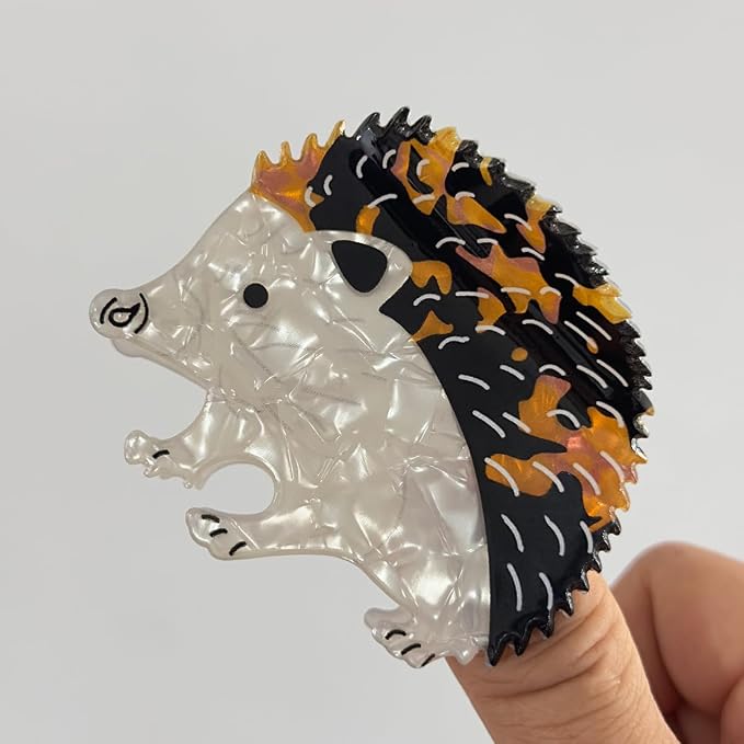 Animal Hair Clips 1pcs Cute Hedgehog Hair Claw Clips with Cute Design Hair Barrettes Acrylic Summer Hair Claws Strong Hold Non Slip Clip Back of Head Hair Shark Clip for Women Girl Hair Accessories