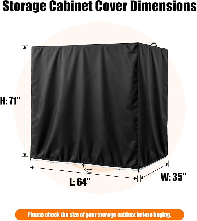 Kasla Storage Cabinet Cover, Outdoor Chest Storage Waterproof Cover, Weatherproof Cabinets Covers for Kitchen Patio Garden Backyard - 64"Lx35"Wx71"H