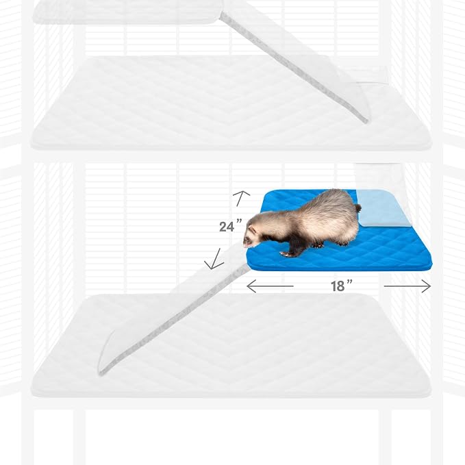 Paw Inspired Fitted Fleece Shelf Liner for Critter Nation Cage, Blue | Cover for Ferret Nation/Critter Nation Cage Shelves, For Ferrets, Rats, Chinchillas, Hedgehogs, Small Animals, Pets