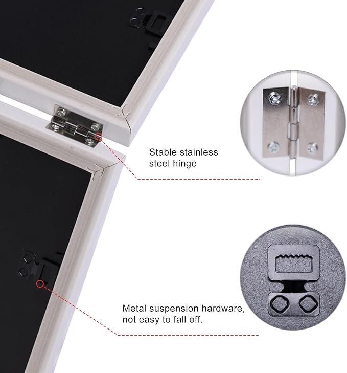 Double Horizontal 5X7 Hinged PS Family Picture Frame Collage For Desktop or Tabletop (White 75X2)