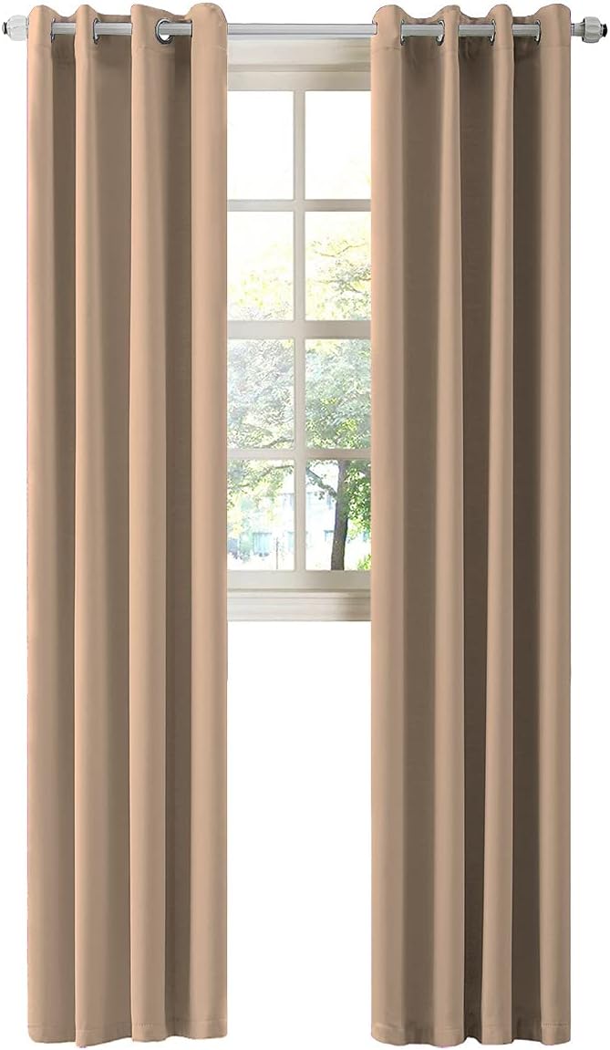 LA PALMA Thermal Insulated Blackout Darkening Grommet Living Room Curtains Window Drapes for Bedroom Pack of 2 Panels