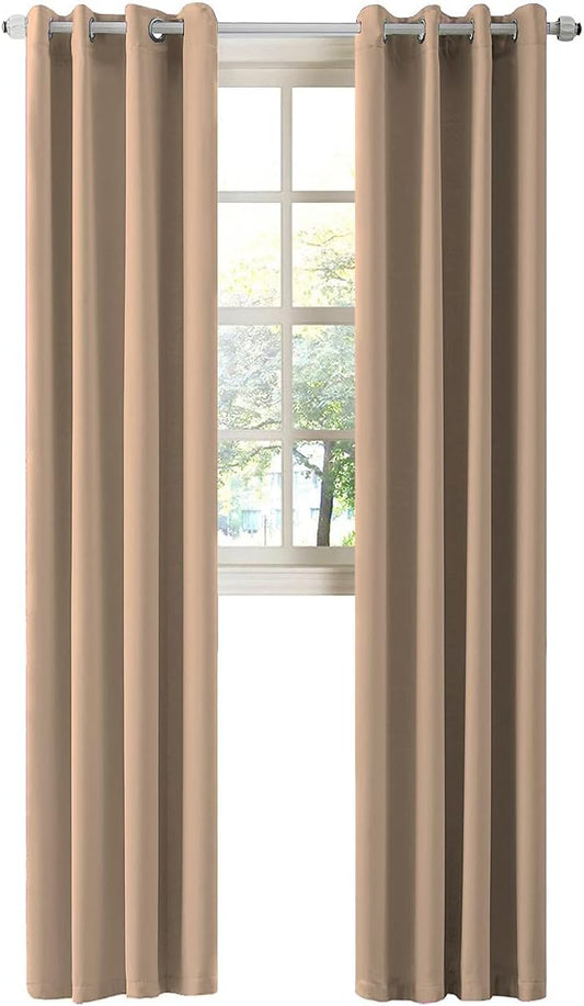 LA PALMA Thermal Insulated Blackout Darkening Grommet Living Room Curtains Window Drapes for Bedroom Pack of 2 Panels